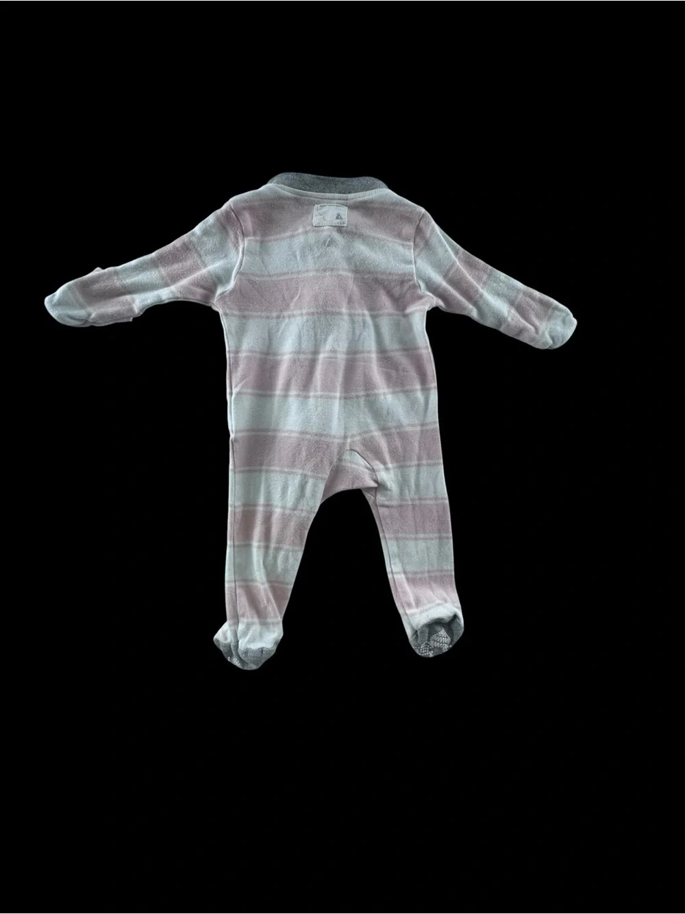 Burt's Bees Baby Pink and Gray Striped Footie One-Piece
